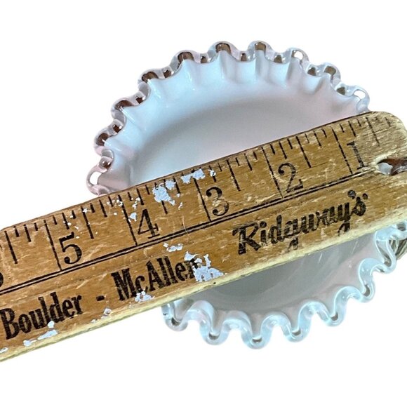 Vintage Fenton‎ Silver Crest Mayonnaise 2 Piece Set Milk Glass Scalloped Edges - Picture 7 of 9